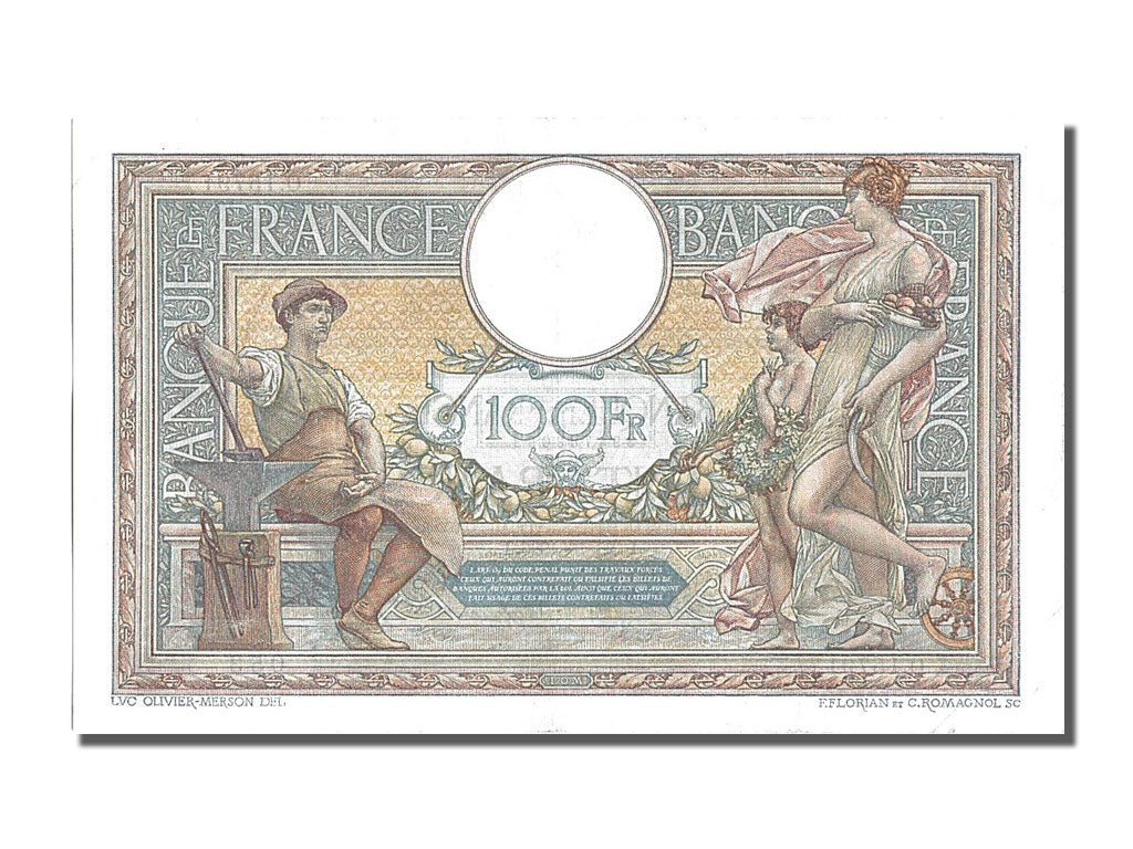 Banknote, France, 100 Francs, 100 F 1908-1939 ''Luc Olivier Merson'', 1926