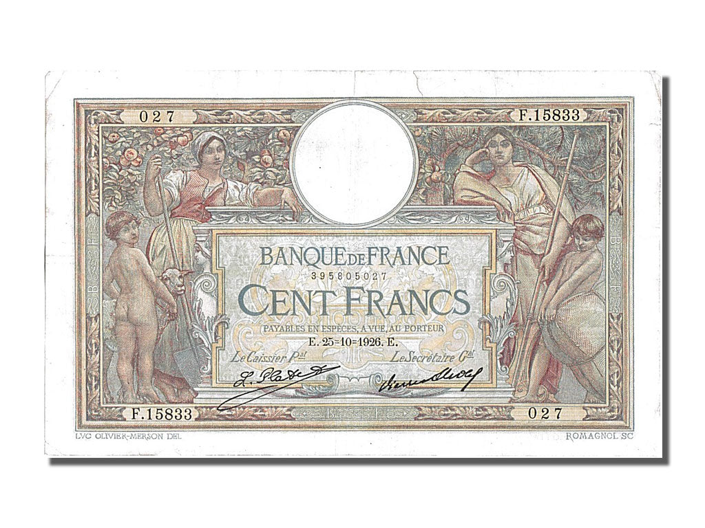 100 Francs type Luc Olivier Merson « Grands Cartouches »