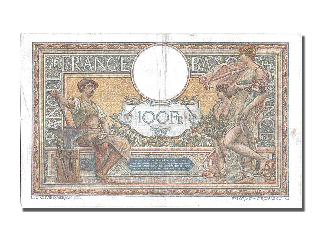 Banknote, France, 100 Francs, 100 F 1908-1939 ''Luc Olivier Merson'', 1927