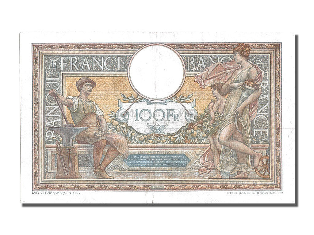 Banknote, France, 100 Francs, 100 F 1908-1939 ''Luc Olivier Merson'', 1927