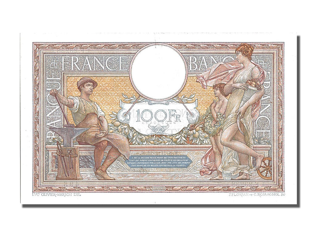 Francia, 100 Francs, 100 F 1908-1939 ''Luc Olivier Merson'', 1928, KM:78b, 19...