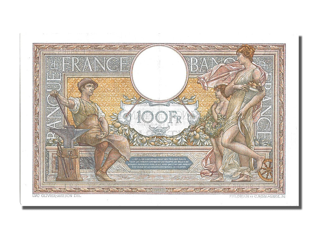 Banknote, France, 100 Francs, 100 F 1908-1939 ''Luc Olivier Merson'', 1929