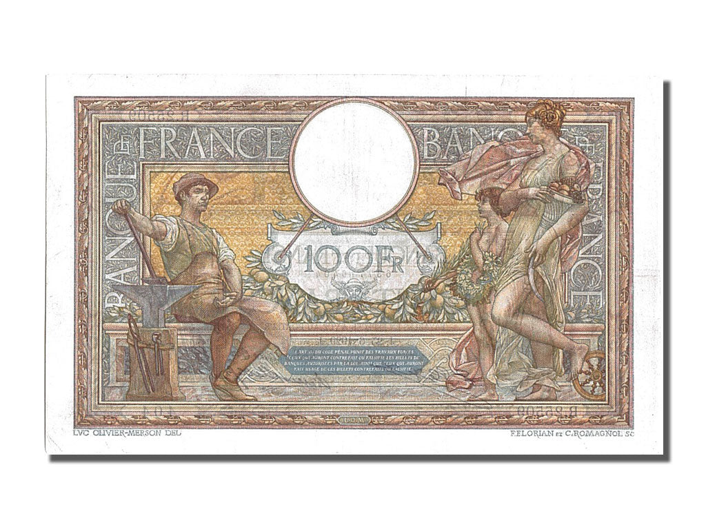 France, 100 Francs, 100 F 1908-1939 ''Luc Olivier Merson'', 1929, KM #78b,...