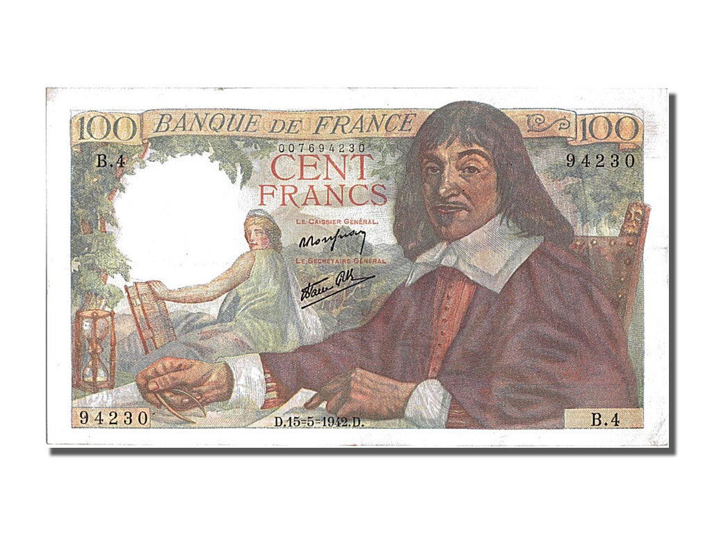 Banknote, France, 100 Francs, 100 F 1942-1944 ''Descartes'', 1942, 1942-05-15