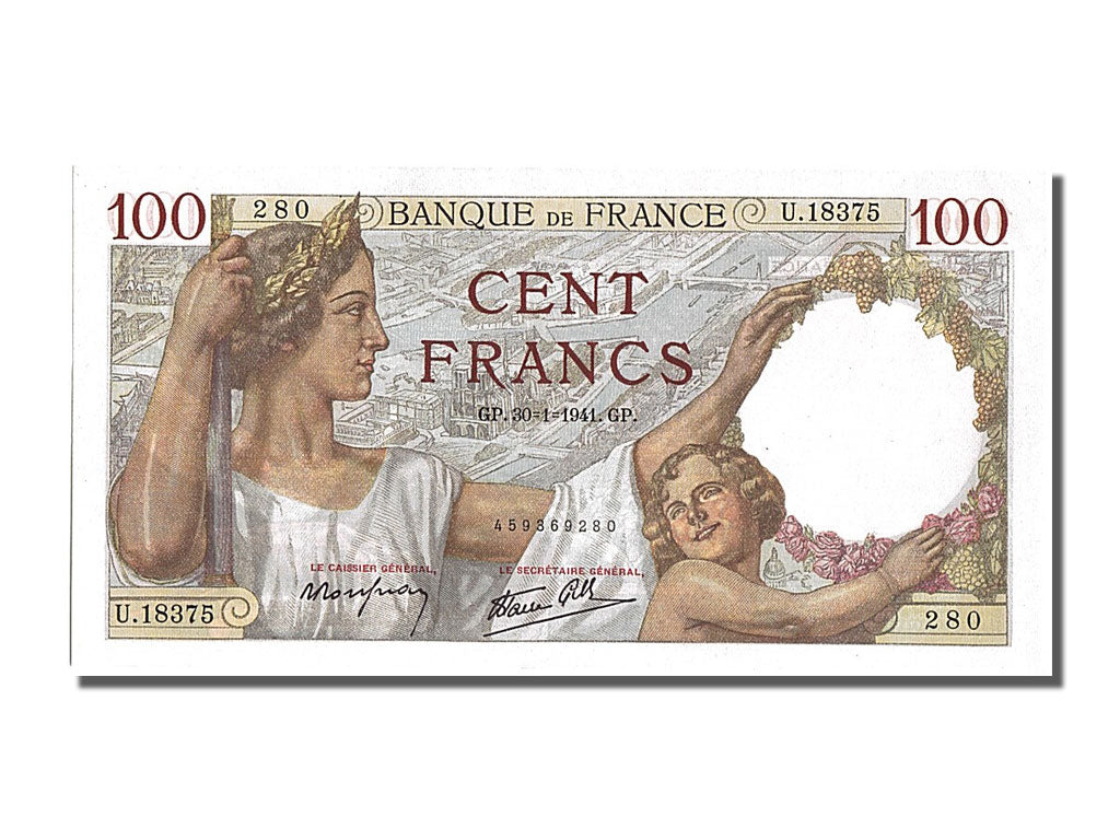 Banconote, Francia, 100 Francs, 100 F 1939-1942 ''Sully'', 1941, 1941-01-30