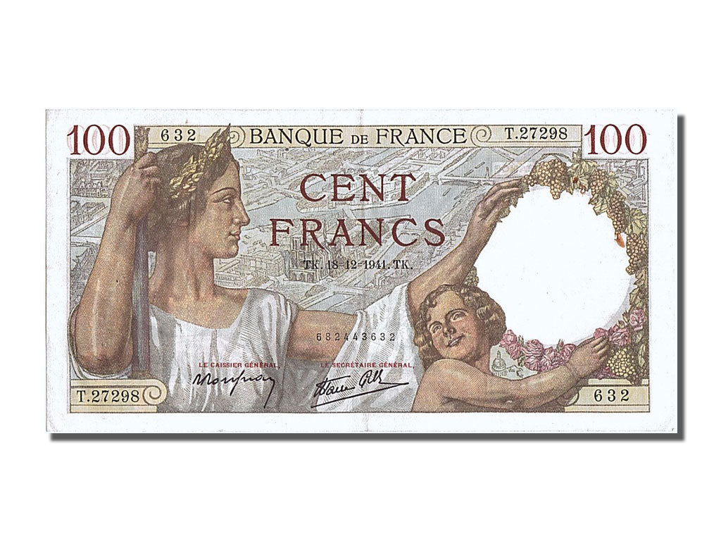 France, 100 Francs, 100 F 1939-1942 ''Sully'', 1941, KM #94, 1941-12-18,...