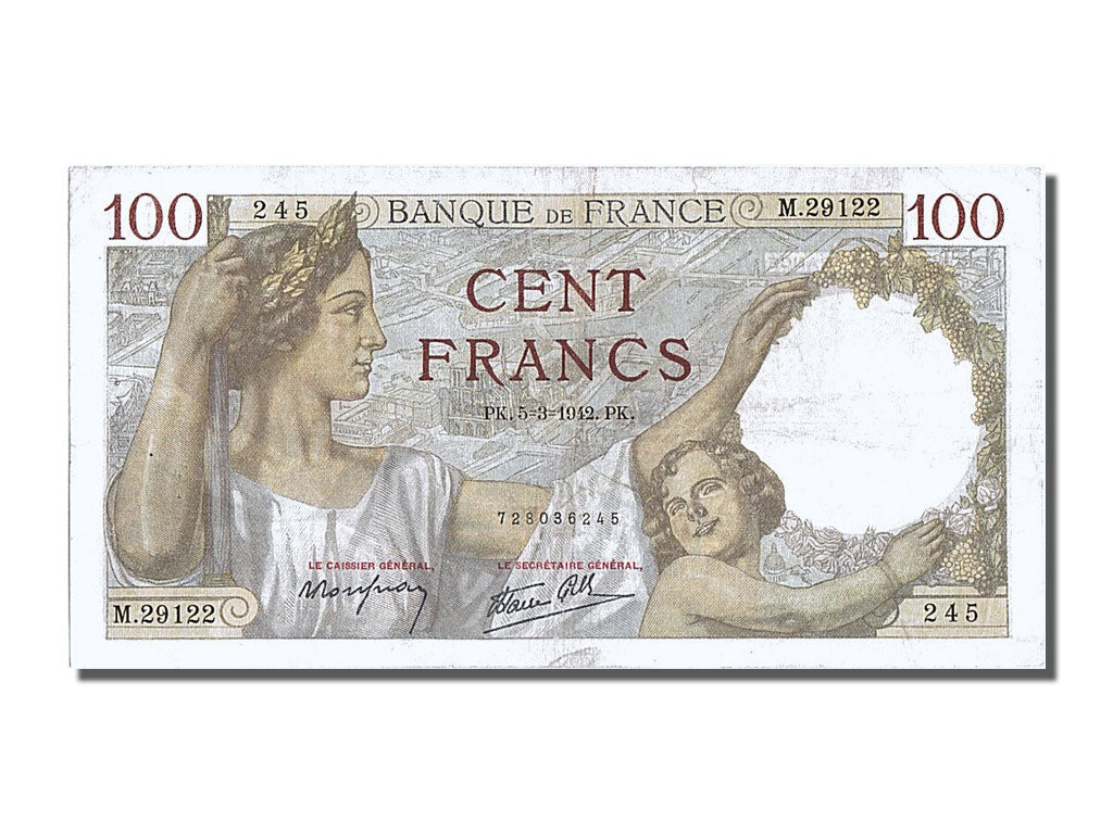 France, 100 Francs, 100 F 1939-1942 ''Sully'', 1942, KM #94, 1942-03-05,...