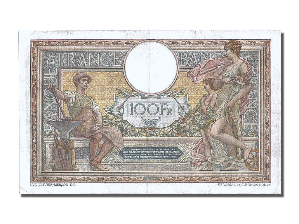 France, 100 Francs, 100 F 1908-1939 ''Luc Olivier Merson'', 1918, KM #71a,...