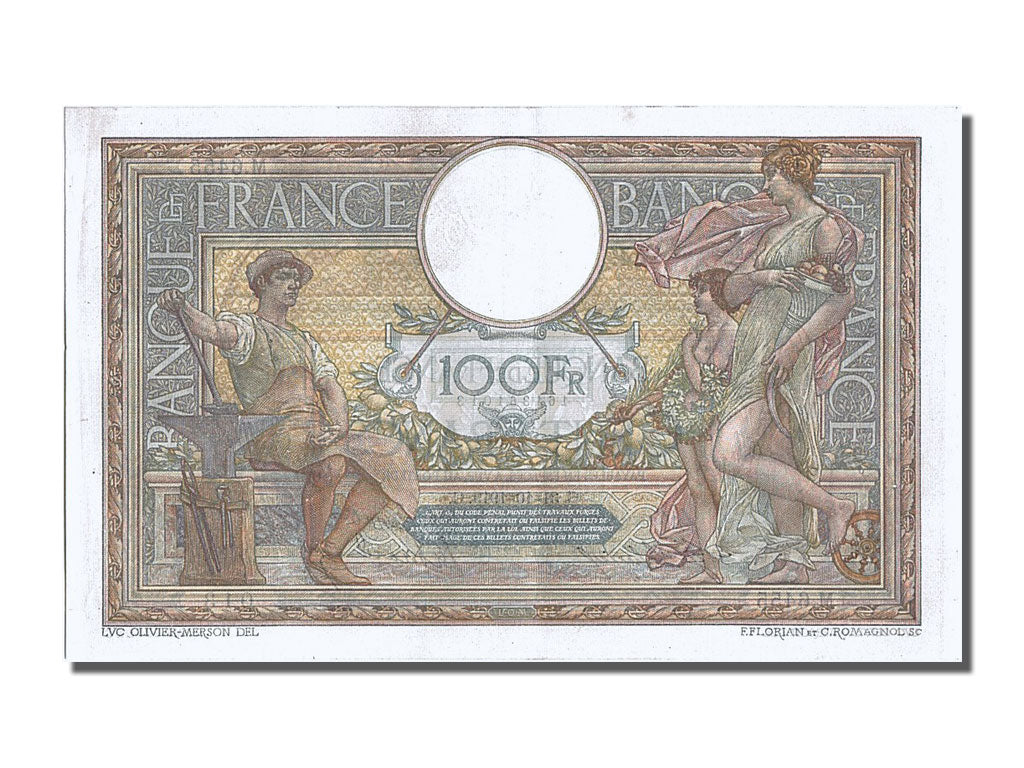 Banknote, France, 100 Francs, 100 F 1908-1939 ''Luc Olivier Merson'', 1919