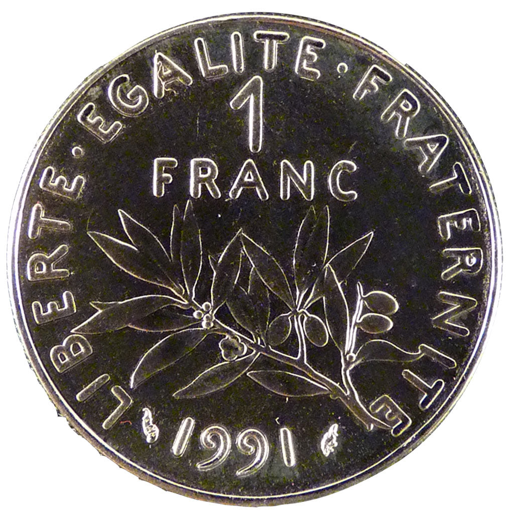 FRANCE, Semeuse, 1 Franc, 1991, Paris, MS(65-70), Nickel, 24, Gadoury #474, 6.00