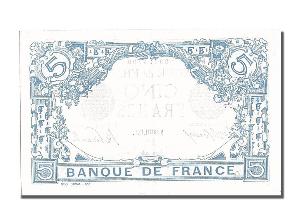 Banknot, Francja, 5 Francs, Bleu, 1912, 1912-10-28, UNC(60-62), Fayette:2.10