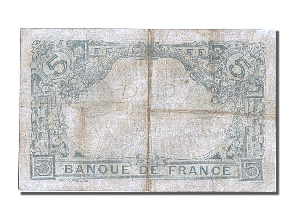 Banknote, France, 5 Francs, 5 F 1912-1917 ''Bleu'', 1913, 1913-06-16, EF(40-45)