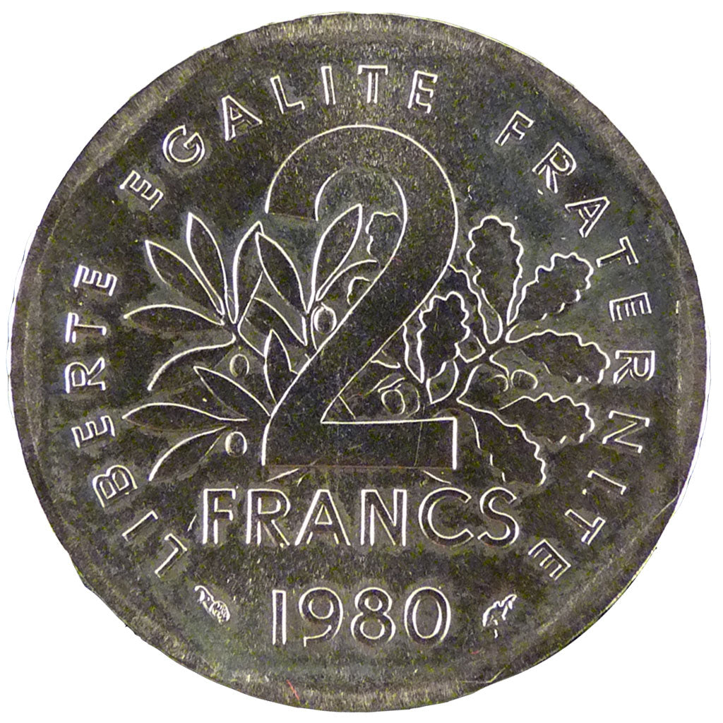 FRANCE, 2 Francs, 1980, MS(65-70), Nickel, Gadoury #547, 7.60