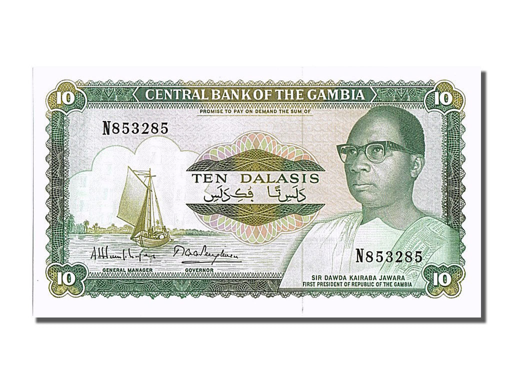 Geldschein, Gambia, 10 Dalasis, UNZ