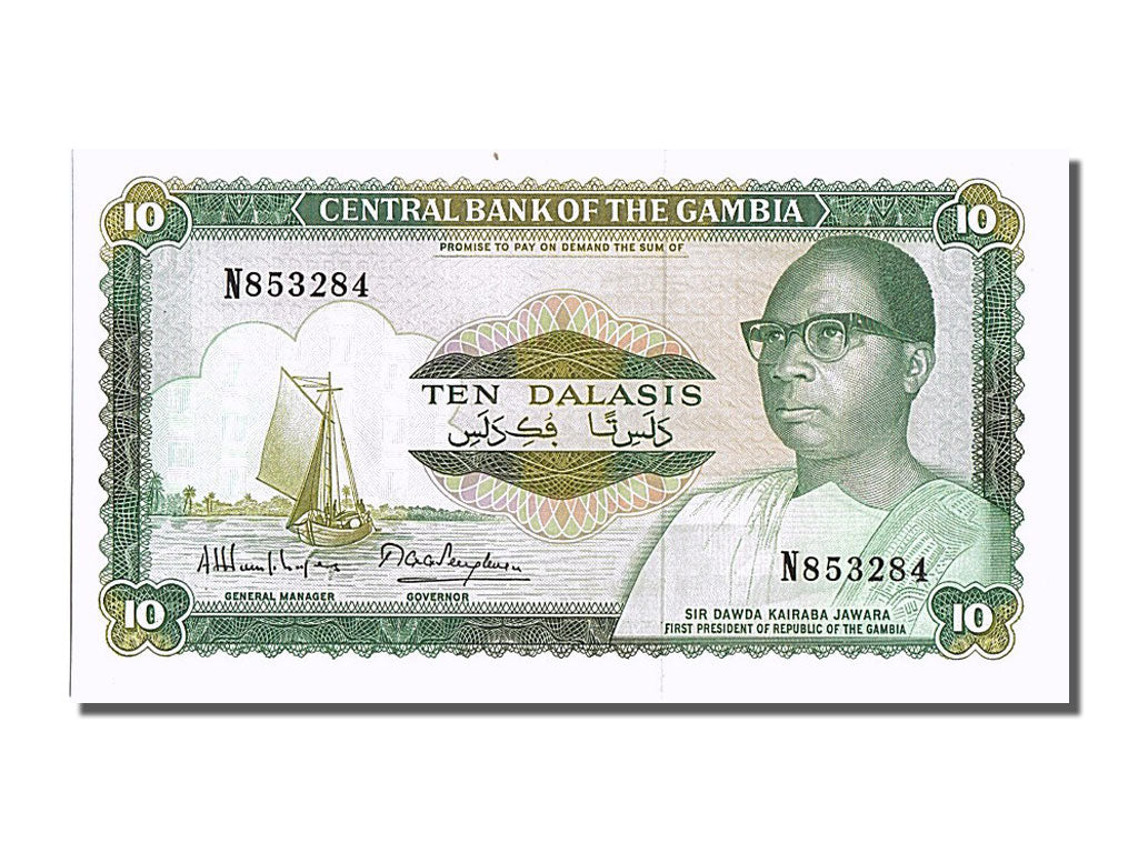 Billete, 10 Dalasis, Gambia, UNC