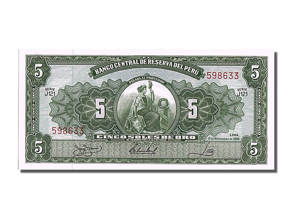 Banconote, Perù, 5 Soles De Oro, 1966, 1966-11-18, FDS