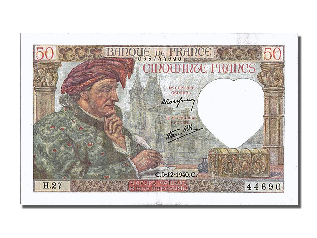 France, 50 Francs, 50 F 1940-1942 ''Jacques Coeur'', 1940, KM #93, 1940-12-05,..