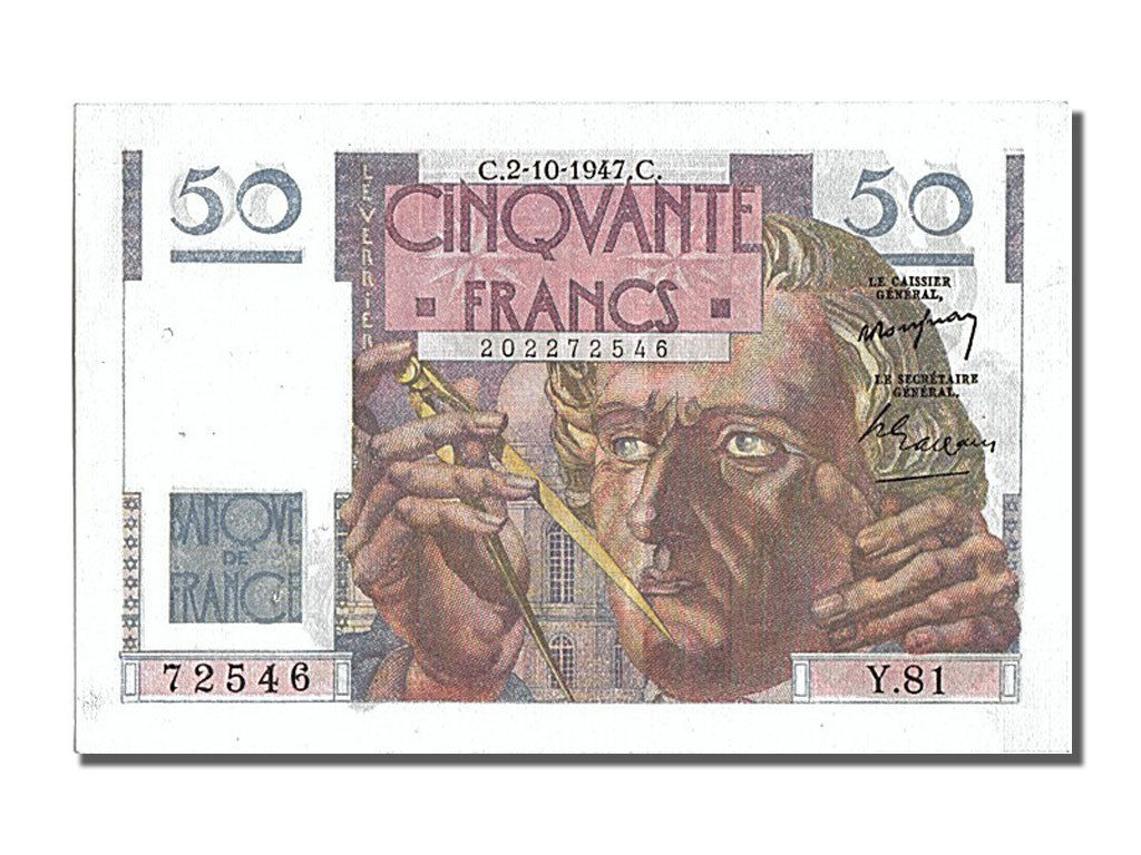 Francia, 50 Francs, 50 F 1946-1951 ''Le Verrier'', 1947, KM:127b, 1947-10-02,...
