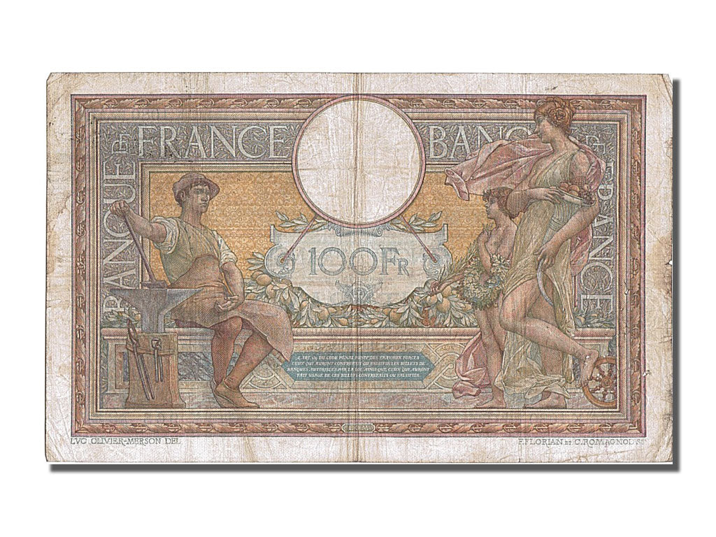 France, 100 Francs, 100 F 1908-1939 ''Luc Olivier Merson'', 1909, KM #71a,...