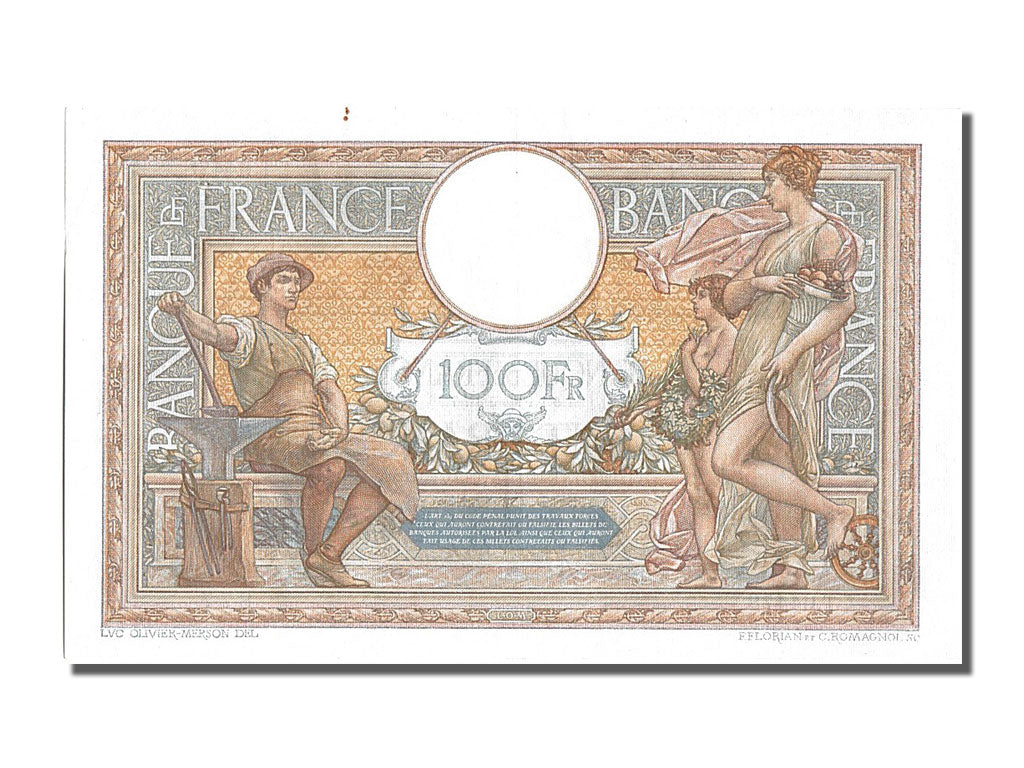 France, 100 Francs, 100 F 1908-1939 ''Luc Olivier Merson'', 1939, KM #86b,...