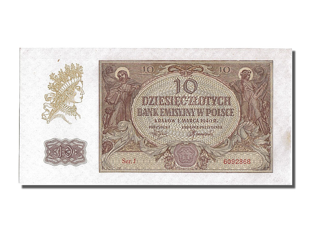 Pologne, 10 Zlotych type 1940