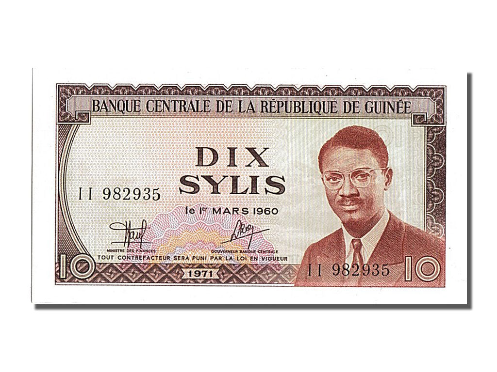 Guinea, 10 Sylis, 1960, KM #16, 1960-03-01, UNC(65-70), 11982935