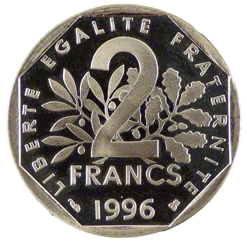 FRANCE, 2 Francs, 1996, MS(65-70), Nickel, Gadoury #547b, 7.50