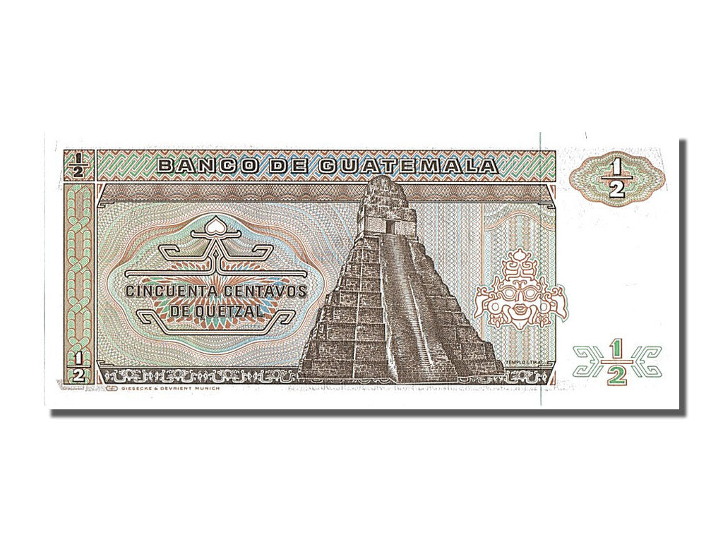 Banknote, Guatemala, 1/2 Quetzal, 1988, 1988-01-06, UNC(65-70)