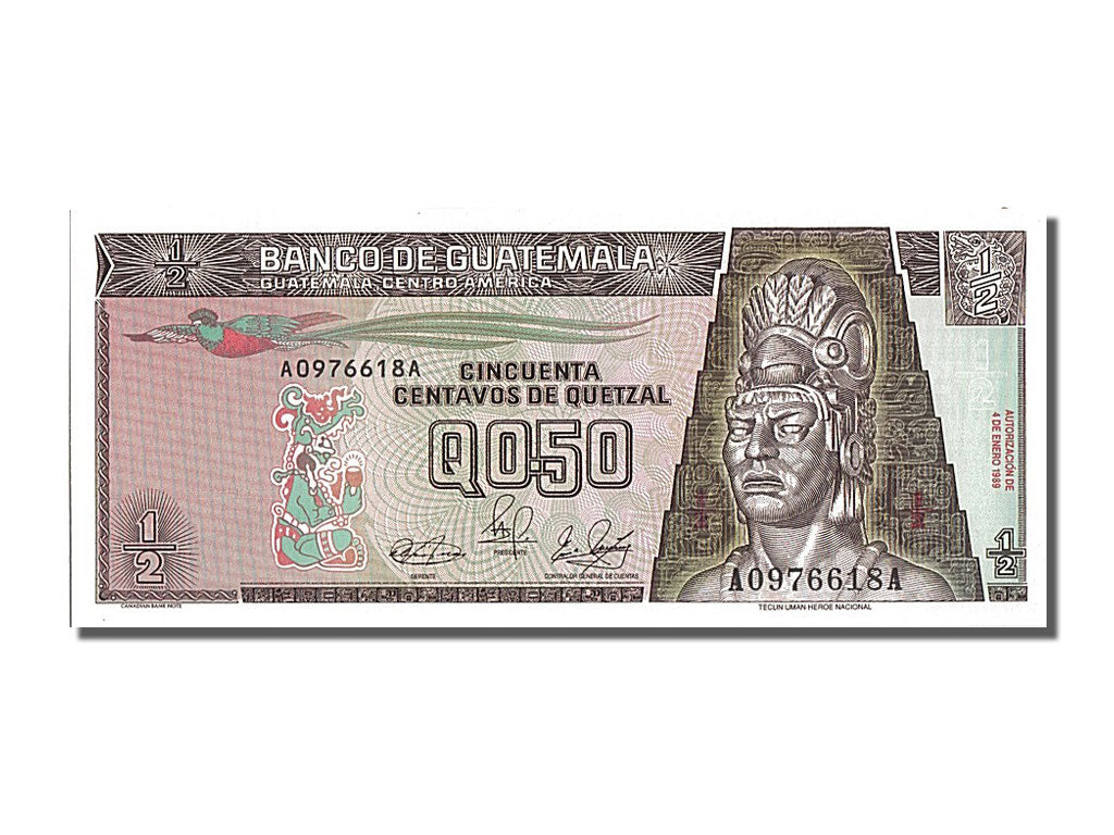 Banknote, Guatemala, 1/2 Quetzal, 1989, 1989-01-04, UNC(65-70)