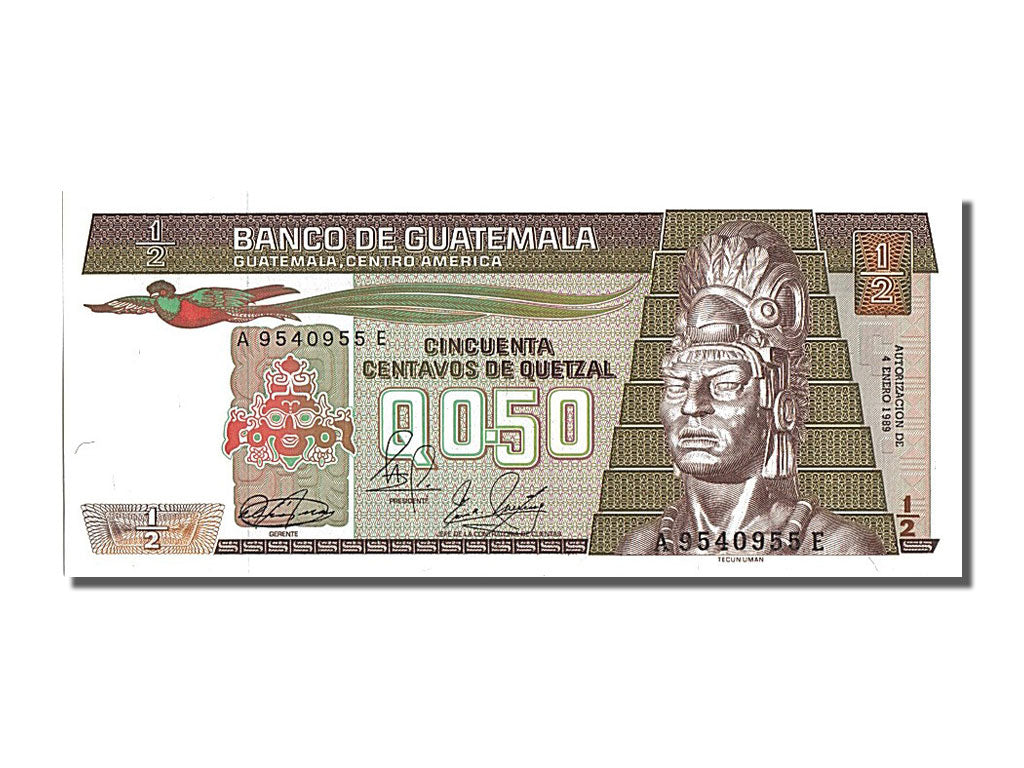 Guatemala, 1/2 Quetzal, 1989, KM #65, 1989-01-04, UNC(65-70), A9540955E