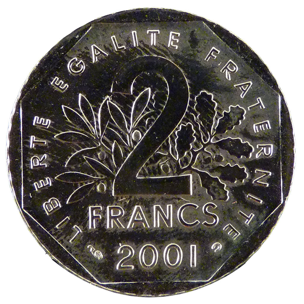 FRANCE, 2 Francs, 2001, MS(65-70), Nickel, Gadoury #547, 7.50
