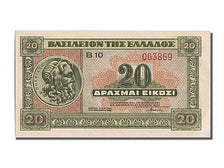 Greece, 20 Drachmai, 1940, KM #315, 1940-04-06, UNC(65-70), 063869