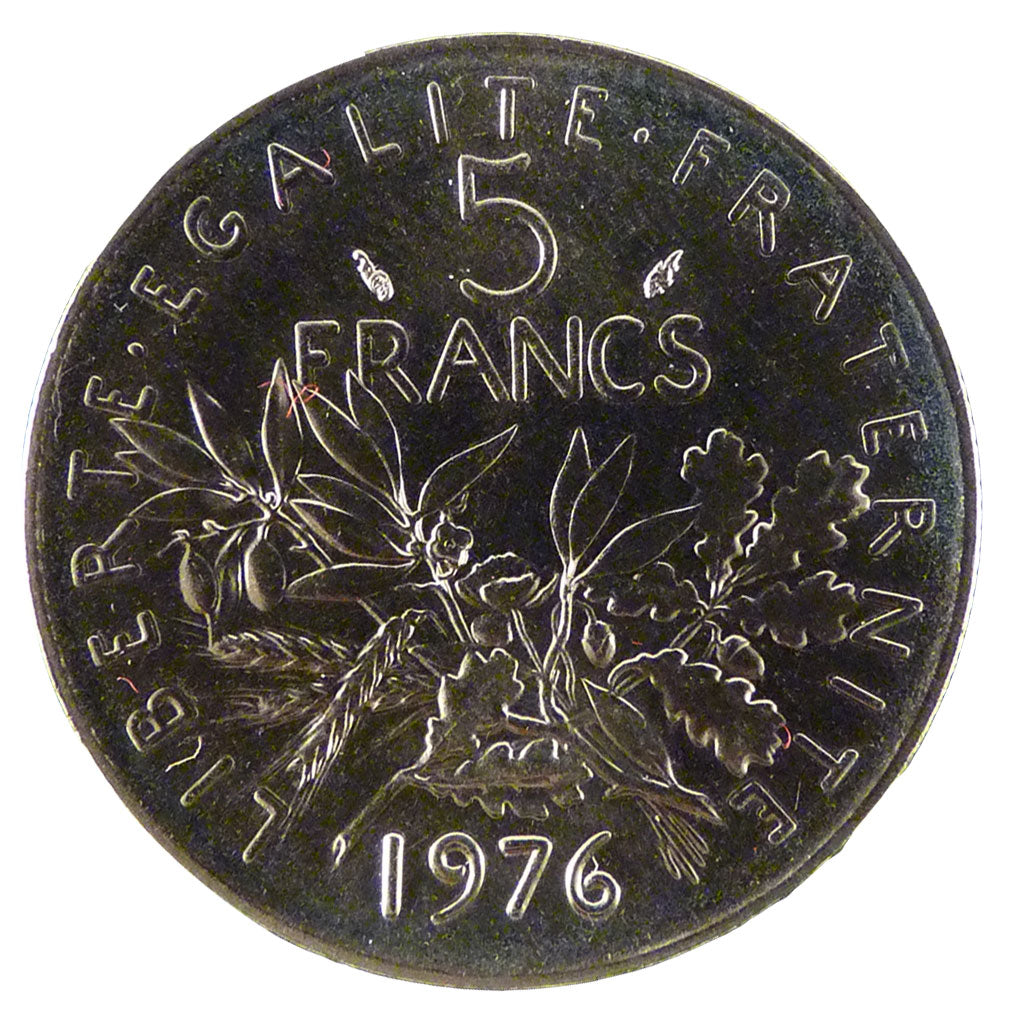FRANCE, Semeuse, 5 Francs, 1976, Paris, MS(65-70), Cupro-nickel, 29, Gadoury...