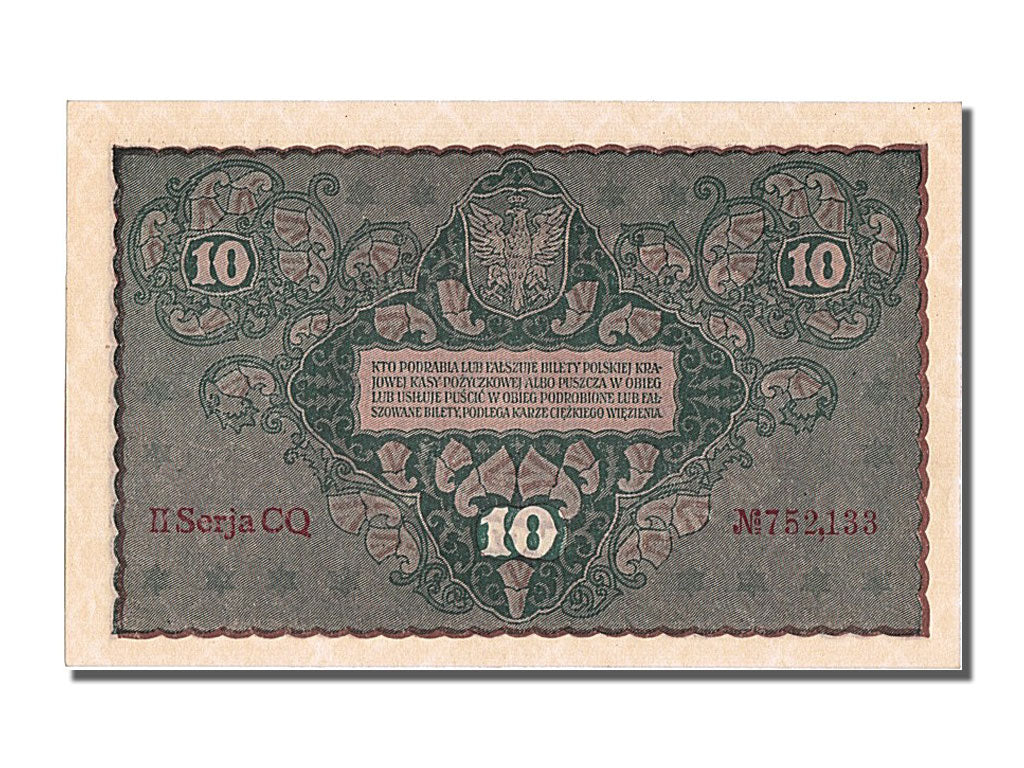 Poland, 10 Marek, 1919, KM #25, 1919-08-23, UNC(65-70), 752133
