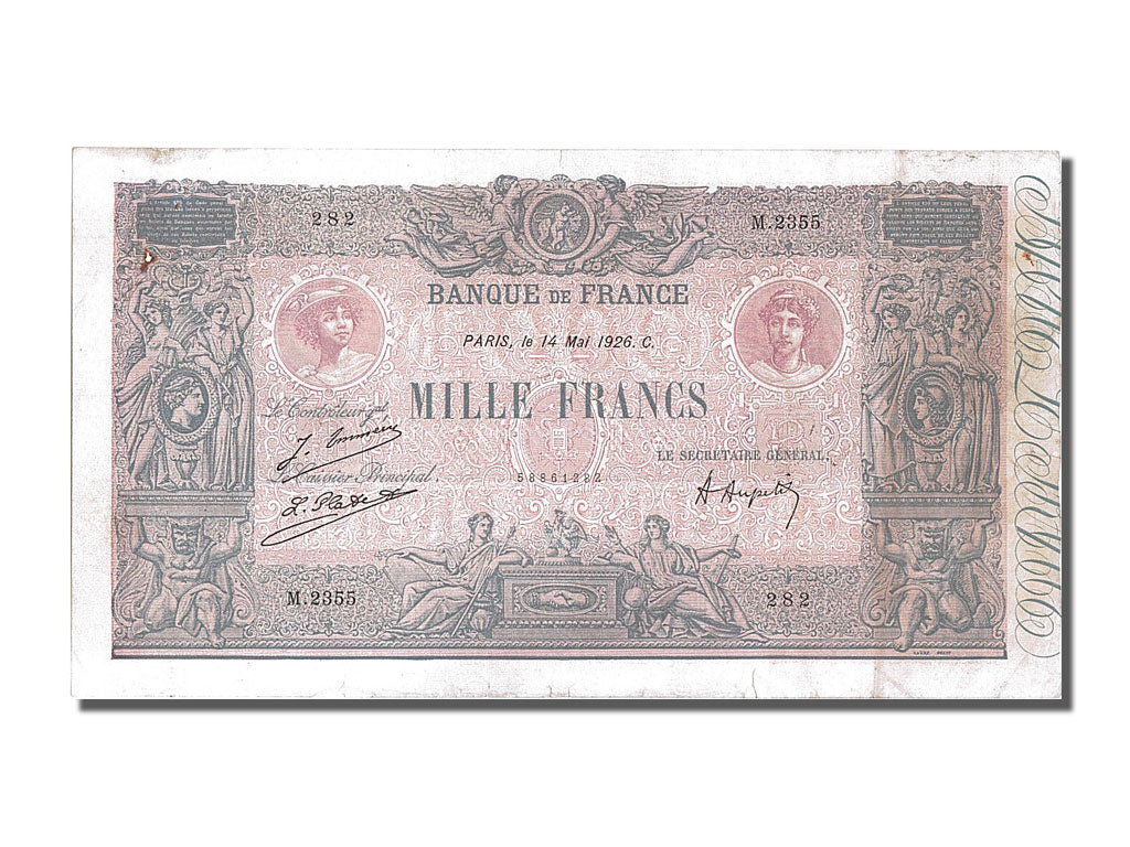 Banknote, France, 1000 Francs, 1 000 F 1889-1926 ''Bleu et Rose'', 1926