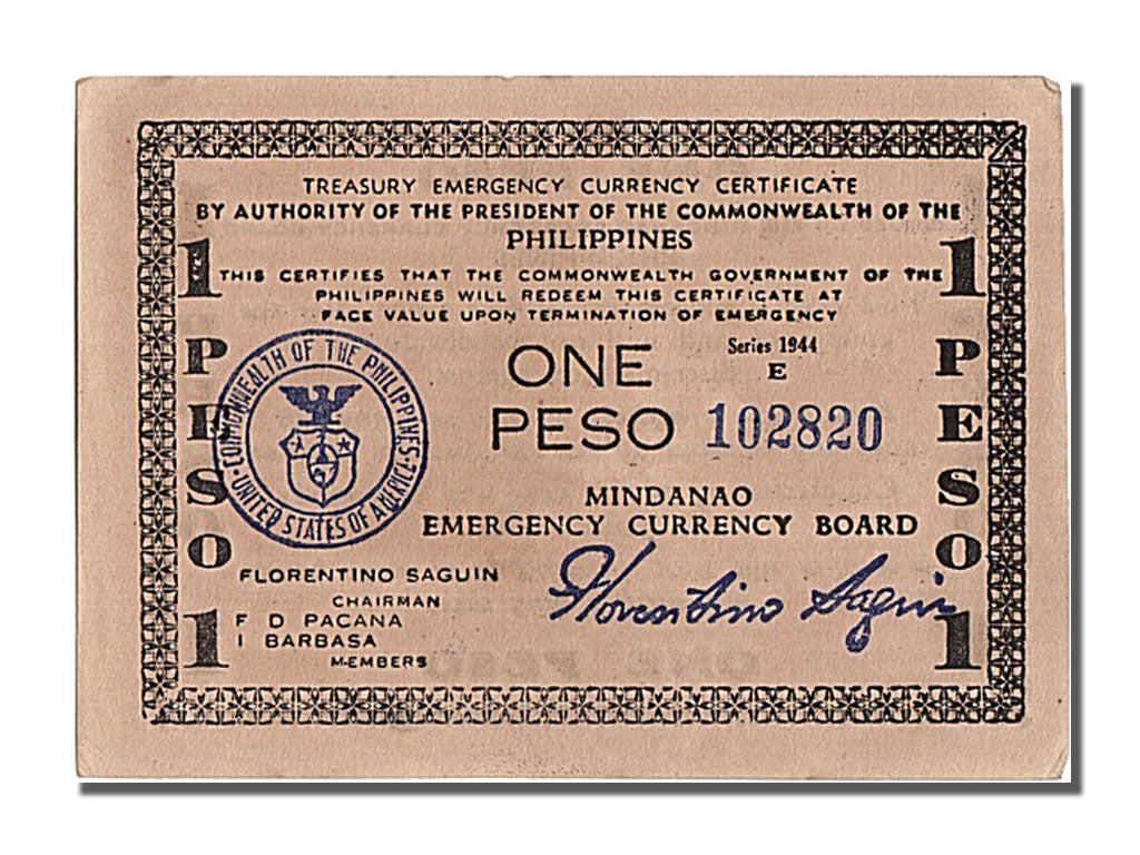 Banconote, Filippine, 1 Peso, 1944, SPL