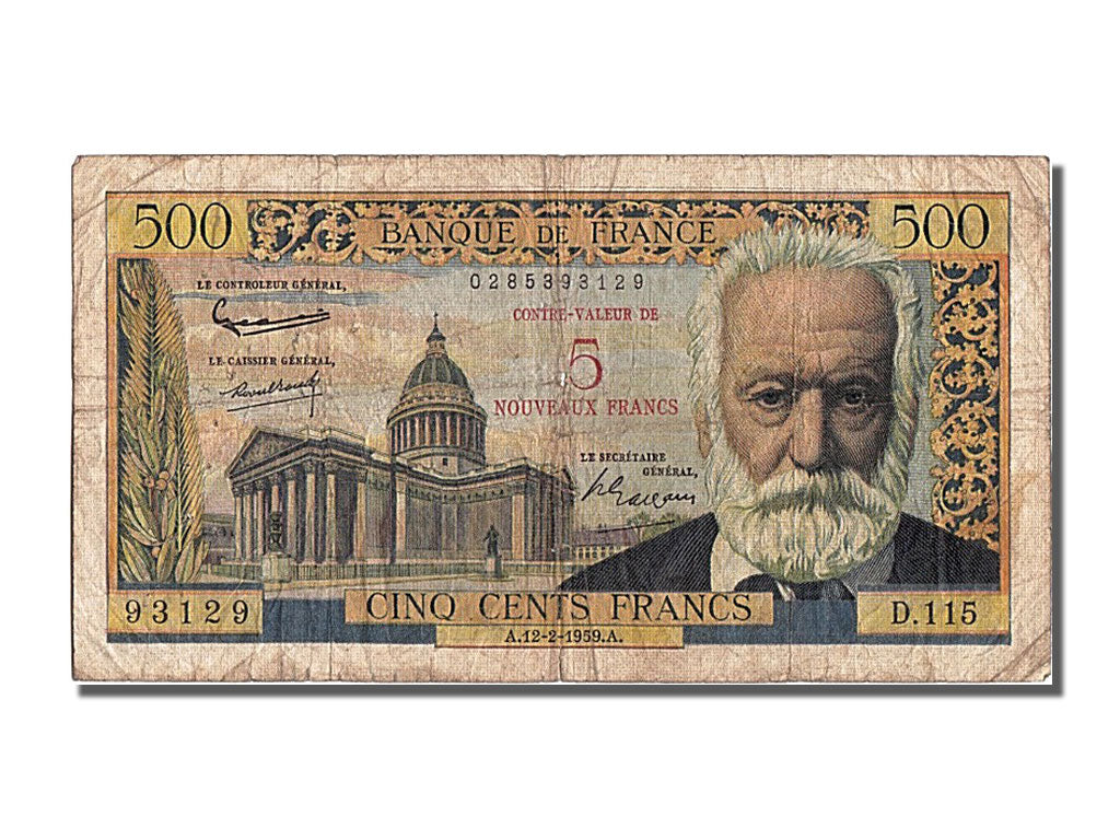 FRANCE, 5 NF / 500 Francs, 1955-1959 Overprinted with ''Nouveaux Francs'',...