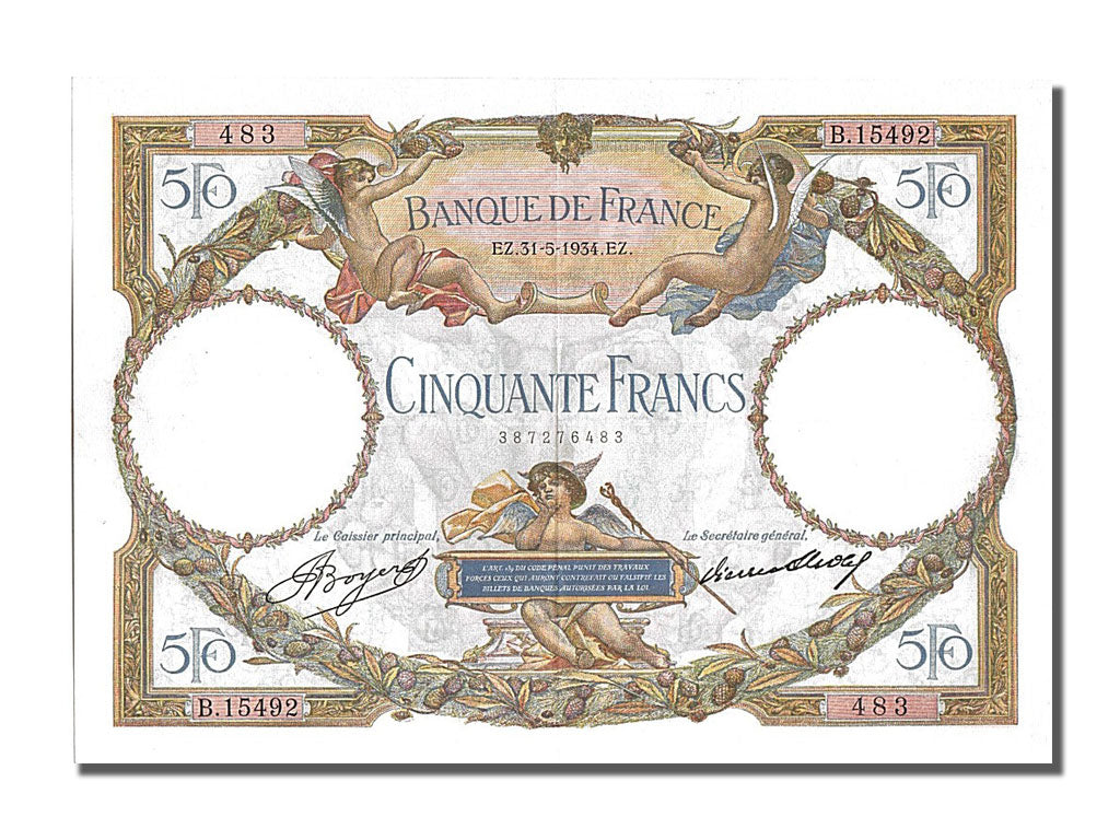 France, 50 Francs, 50 F 1927-1934 ''Luc Olivier Merson'', 1934, KM #80b,...