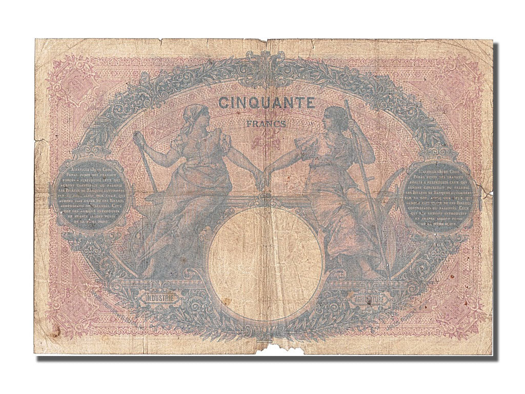 Francia, 50 Francs, 50 F 1889-1927 ''Bleu et Rose'', 1914, KM:64e, 1914-07-11...