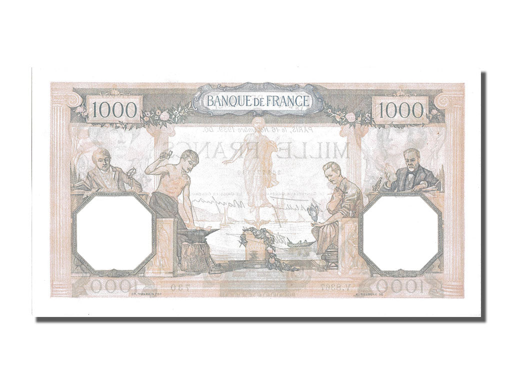 Banknote, France, 500 Francs, 1 000 F 1927-1940 ''Cérès et Mercure'', 1939