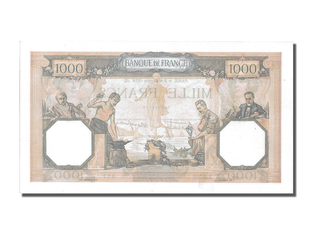 France, 500 Francs, 1 000 F 1927-1940 ''Cérès et Mercure'', 1938, KM #88c, 1...