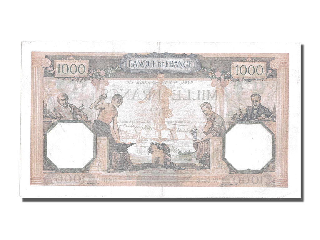 France, 500 Francs, 1 000 F 1927-1940 ''Cérès et Mercure'', 1938, KM #88c, 1...