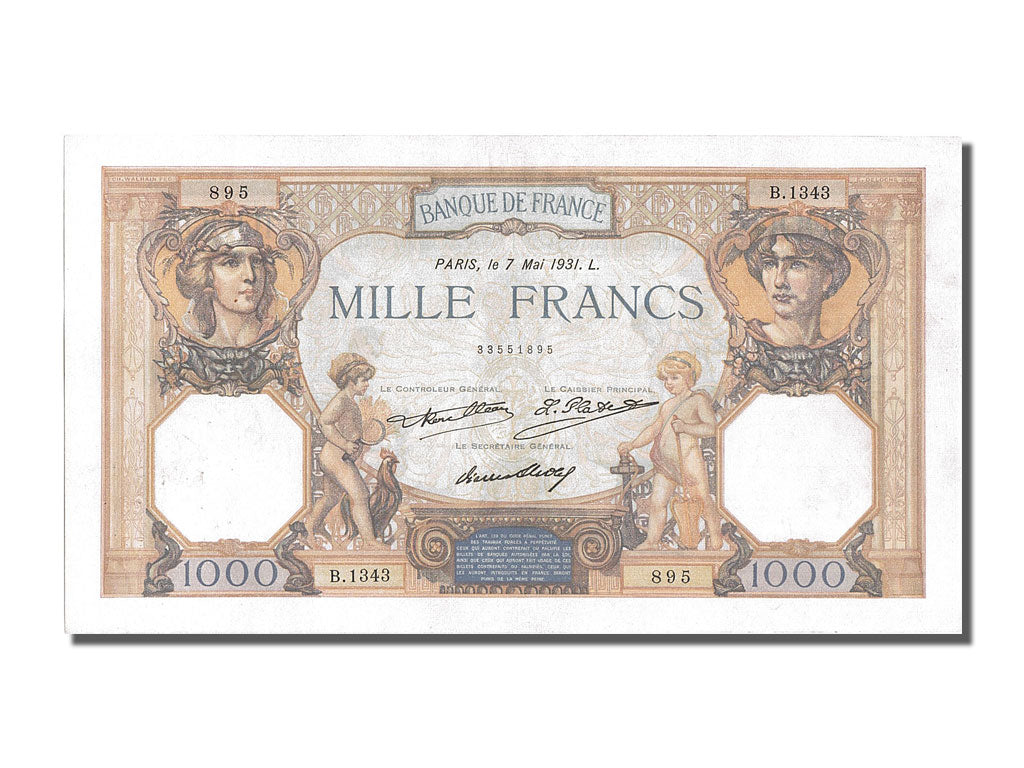 Biljet, Frankrijk, 1000 Francs, 1 000 F 1927-1940 ''Cérès et Mercure'', 1931