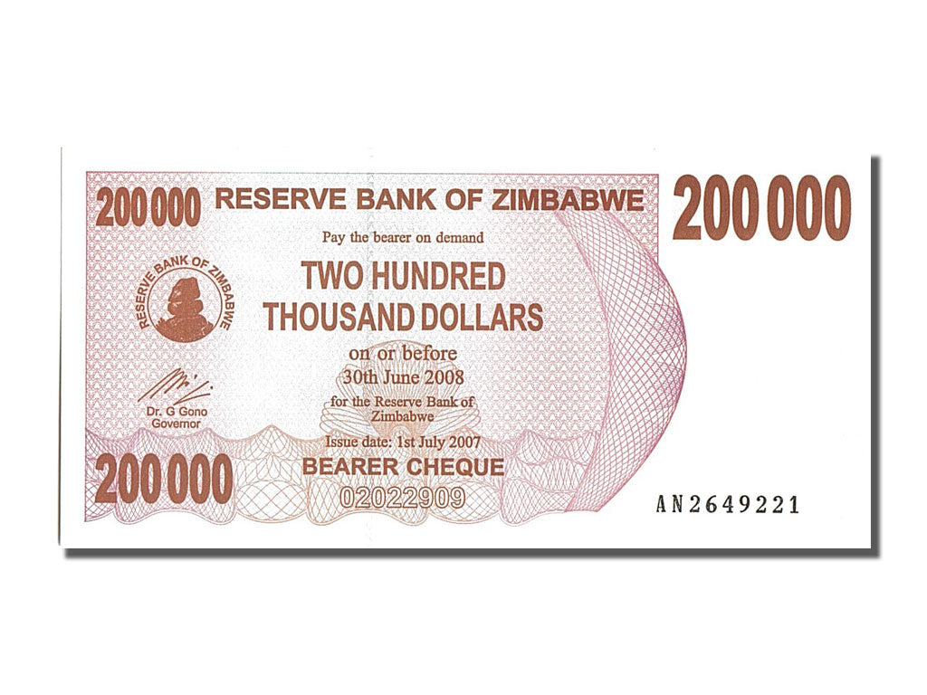 Banknote, Zimbabwe, 200,000 Dollars, 2007, 2007-07-01, UNC(65-70)