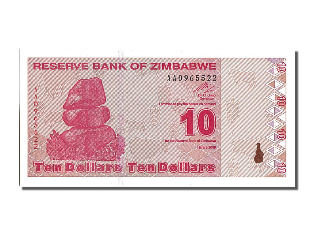 Billet, Zimbabwe, 10 Dollars, 2009, NEUF