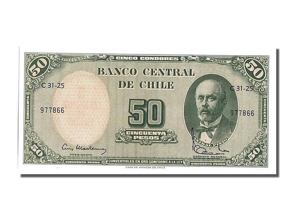 Billet, Chile, 5 Centesimos on 50 Pesos, NEUF
