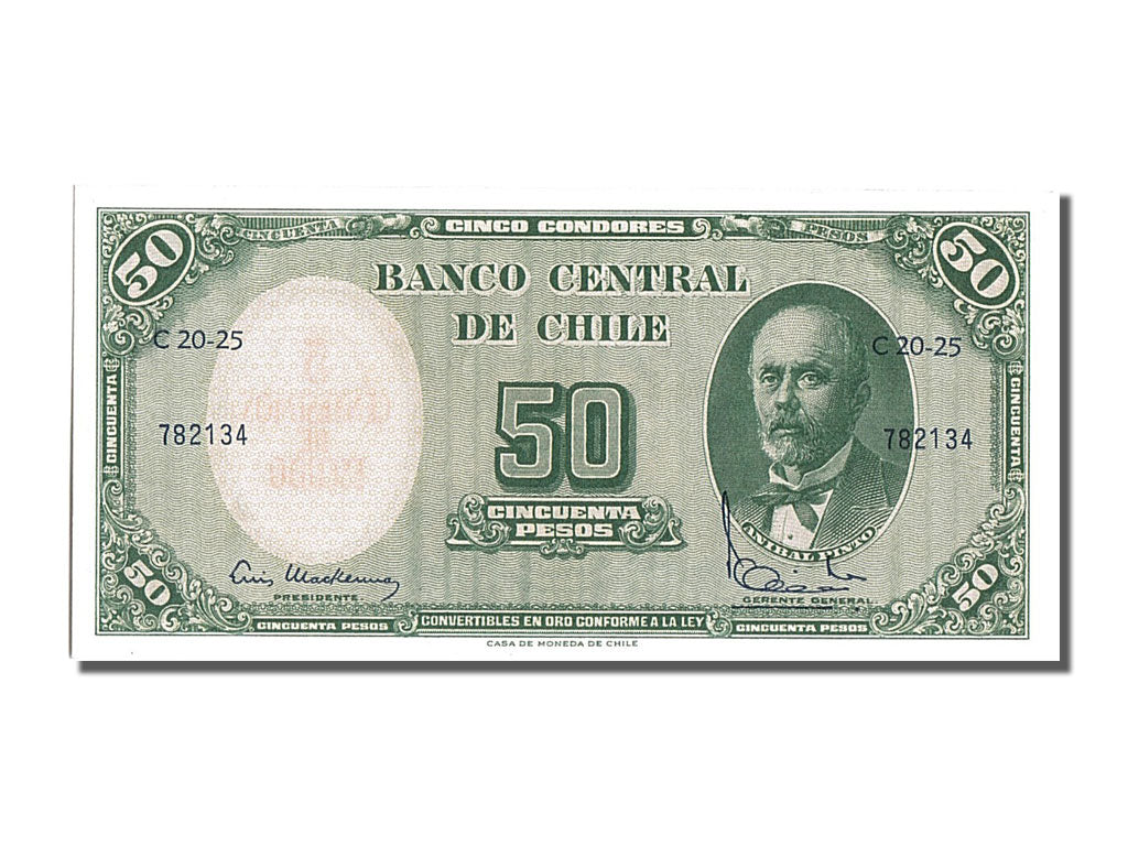 Biljet, Chili, 5 Centesimos on 50 Pesos, NIEUW
