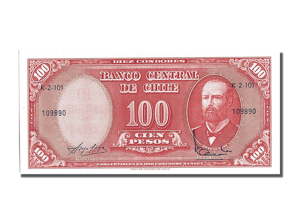 Chile, 10 Centesimos on 100 Pesos, KM #127a, UNC(65-70), K-2-101 109890
