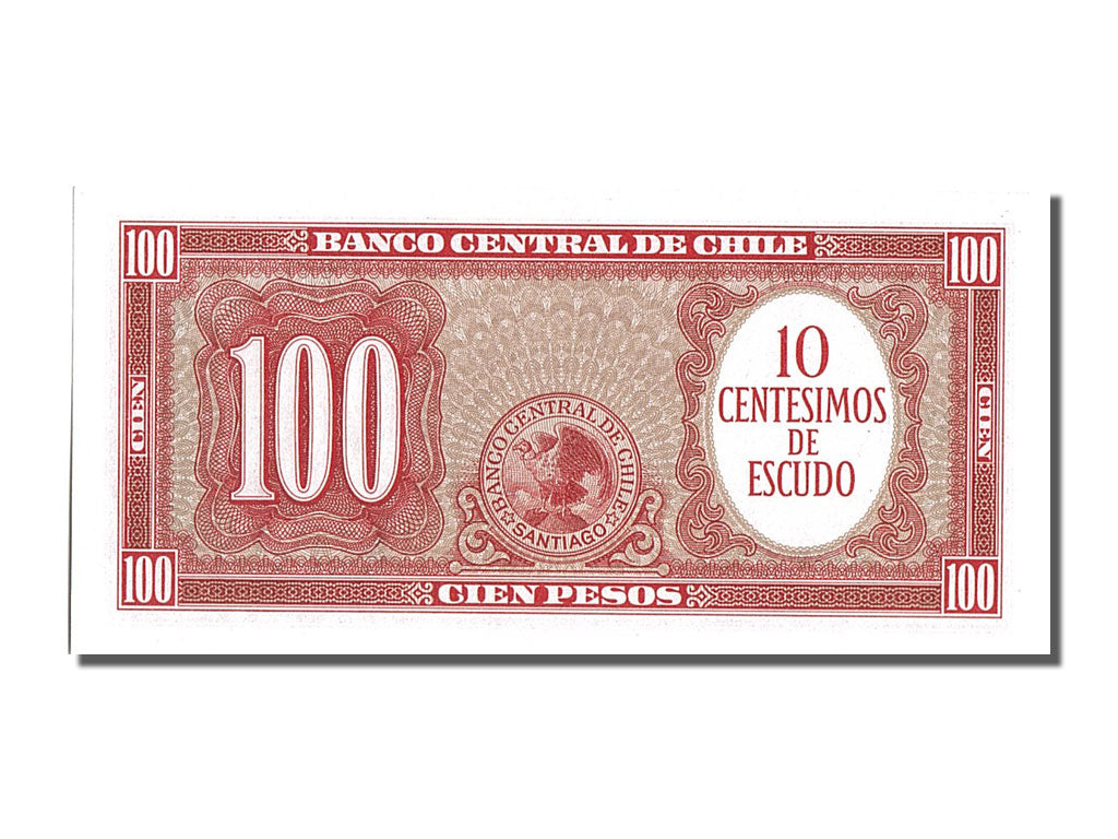 Billete, 10 Centesimos on 100 Pesos, Chile, UNC
