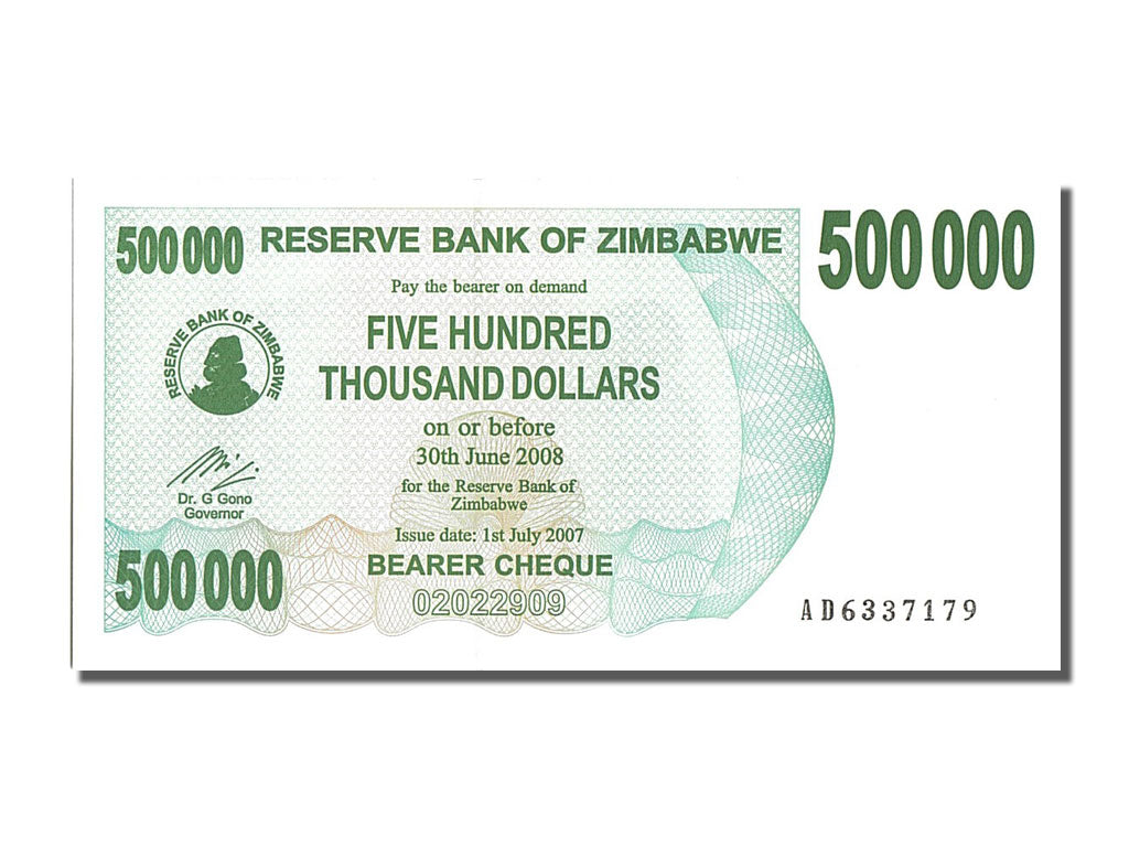 Banknote, Zimbabwe, 500,000 Dollars, 2007, 2007-07-01, UNC(65-70)